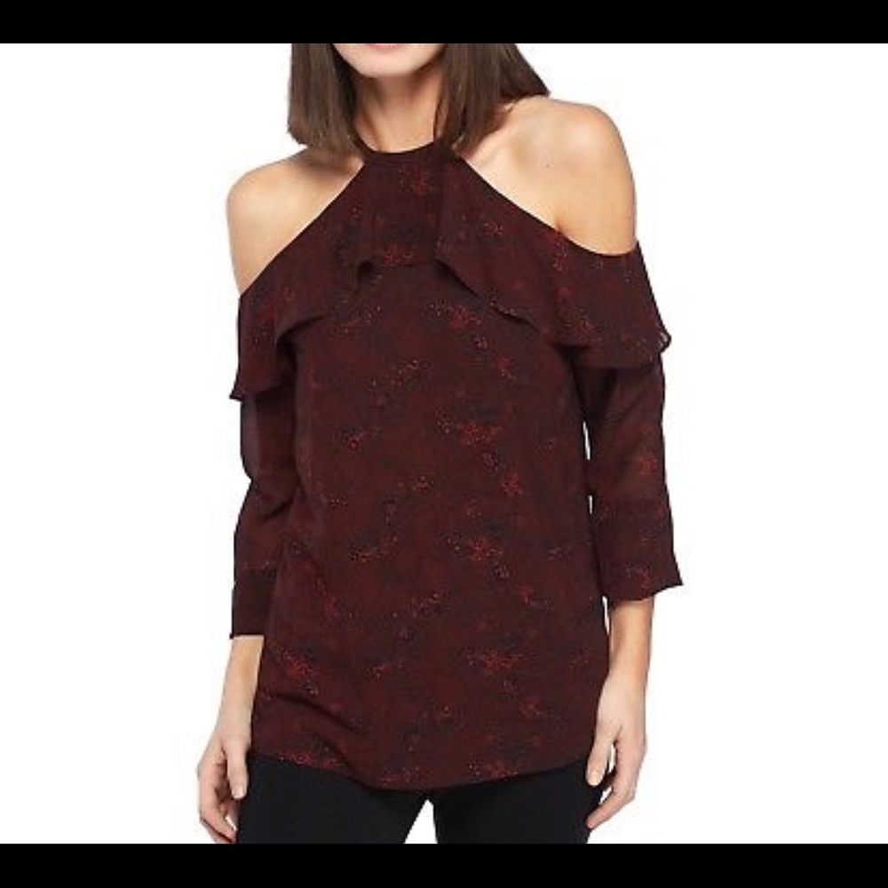 Michael Kors Cold Shoulder Sheer Blouse